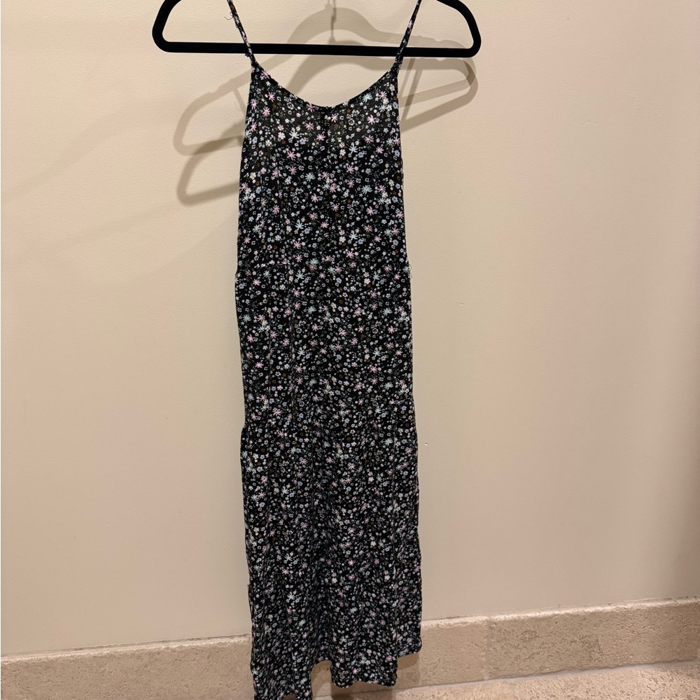 Art Class Black Floral Kids Casual Dress